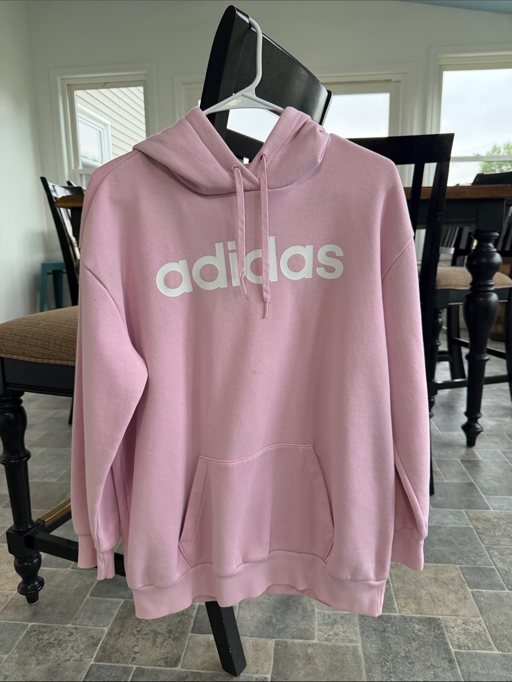 Men’s Small adidas Light Pink Hoodie with White Logo